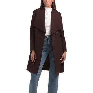 NWT Cole Haan Wool Wrap Coat in Bordeaux